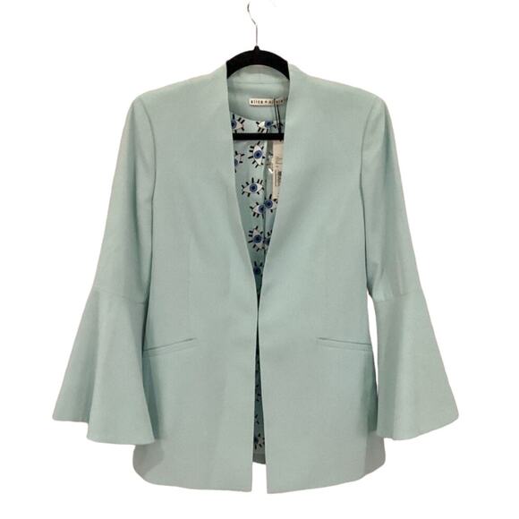 Alice + Olivia Skye Trumpet Sleeve Boyfriend Blazer Powder Blue Size Small NWT - Picture 4 of 15